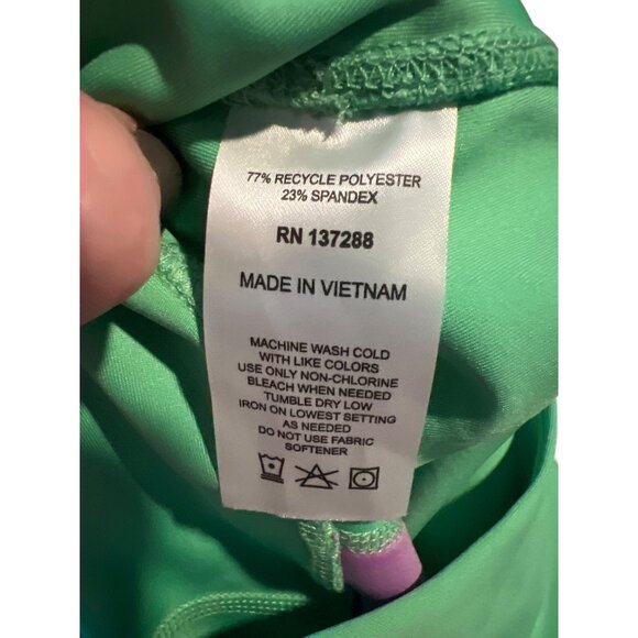 Year Of Ours XS Workout Shorts Green Tulip Purple Panels High Waist Stretch Acti - Picture 7 of 8